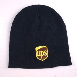 UPS Beanie Hat Black Knit Embroidered Shield Logo One Size Winter Workwear